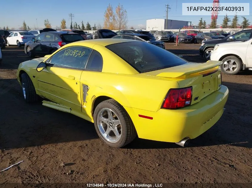 2003 Ford Mustang VIN: 1FAFP42X23F403931 Lot: 12134549