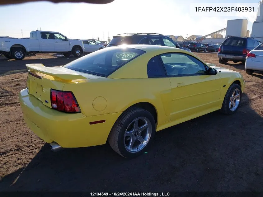 2003 Ford Mustang VIN: 1FAFP42X23F403931 Lot: 12134549