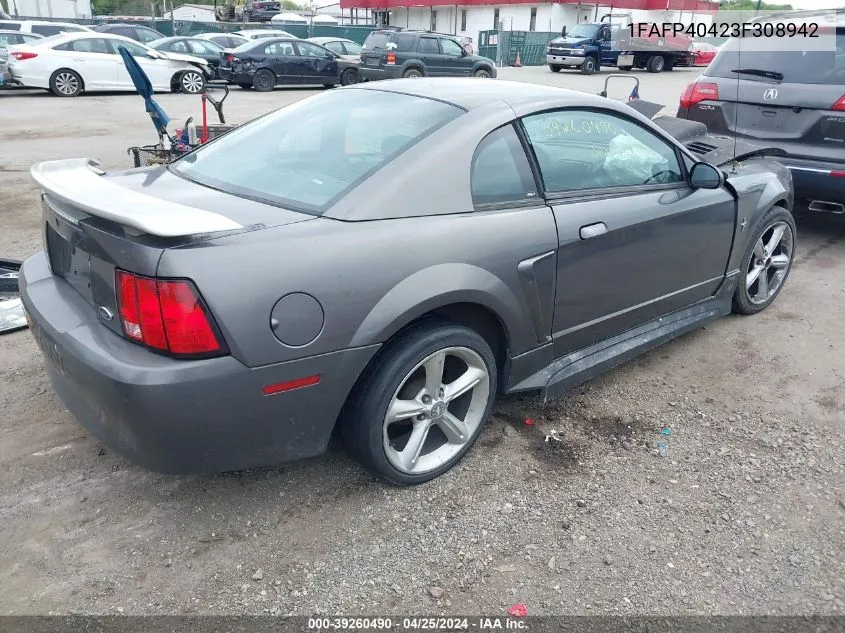 2003 Ford Mustang VIN: 1FAFP40423F308942 Lot: 39260490