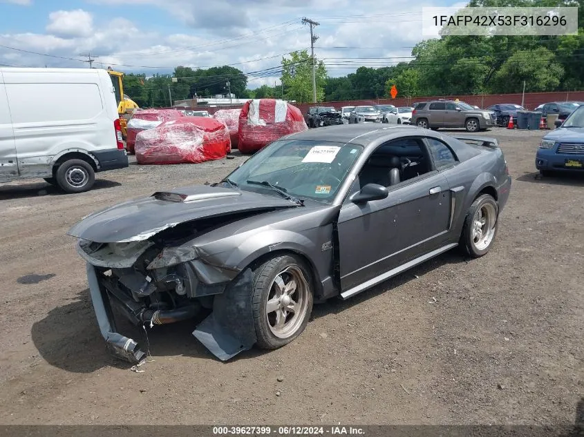 2003 Ford Mustang Gt VIN: 1FAFP42X53F316296 Lot: 39627399