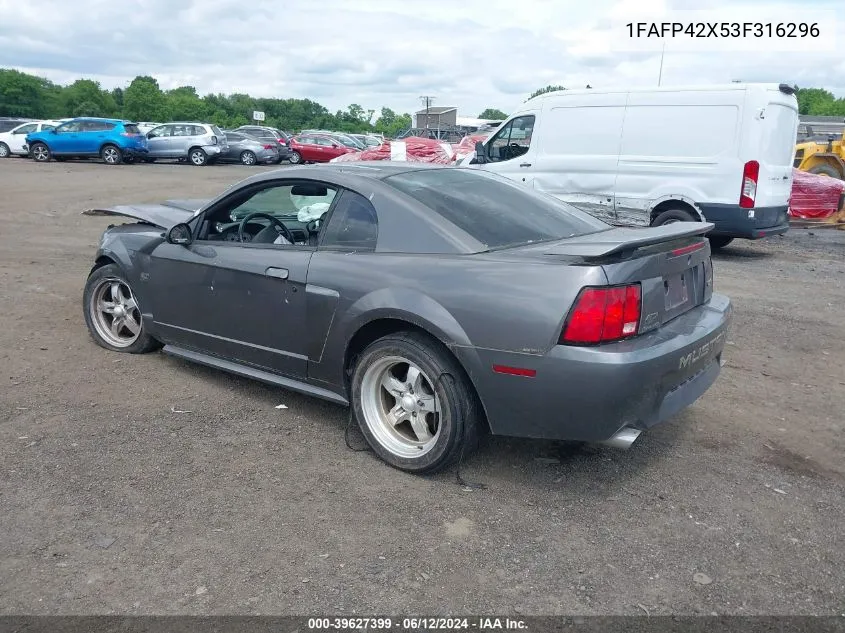 2003 Ford Mustang Gt VIN: 1FAFP42X53F316296 Lot: 39627399