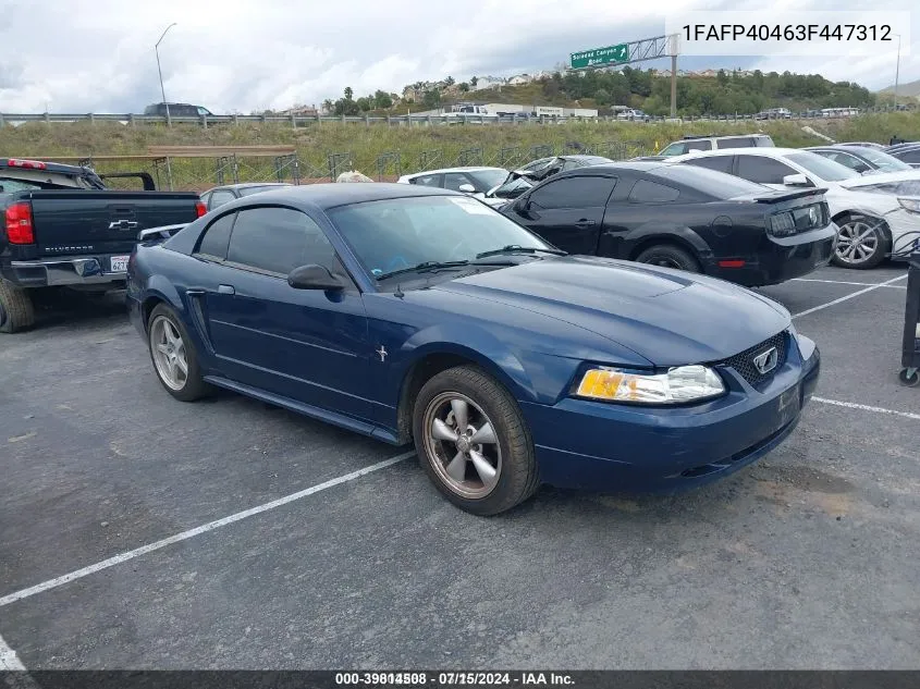 2003 Ford Mustang VIN: 1FAFP40463F447312 Lot: 39814508