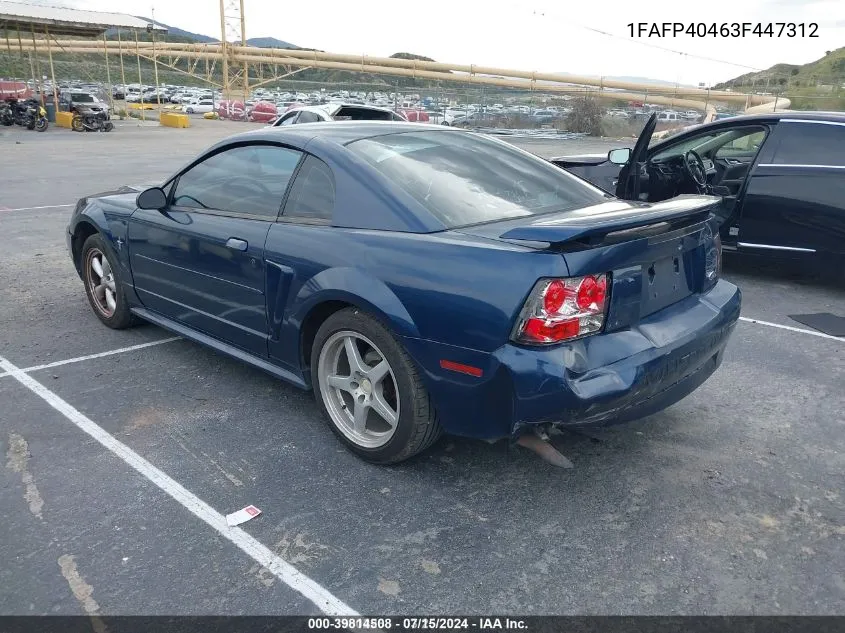 2003 Ford Mustang VIN: 1FAFP40463F447312 Lot: 39814508