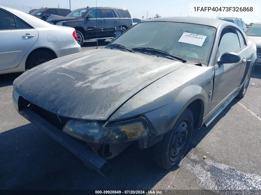 2003 Ford Mustang VIN: 1FAFP40473F326868 Lot: 39920849