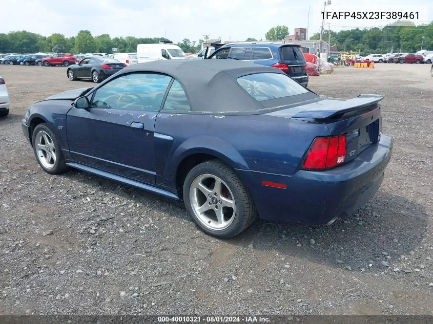 2003 Ford Mustang Gt VIN: 1FAFP45X23F389461 Lot: 40010321