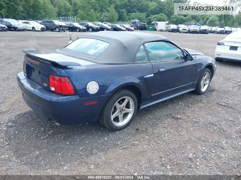 2003 Ford Mustang Gt VIN: 1FAFP45X23F389461 Lot: 40010321