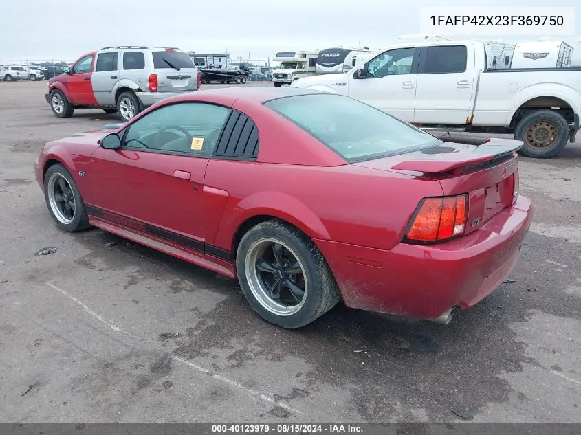 2003 Ford Mustang Gt VIN: 1FAFP42X23F369750 Lot: 40123979