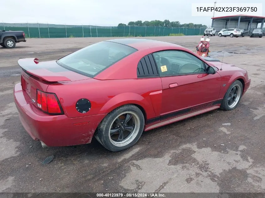 2003 Ford Mustang Gt VIN: 1FAFP42X23F369750 Lot: 40123979