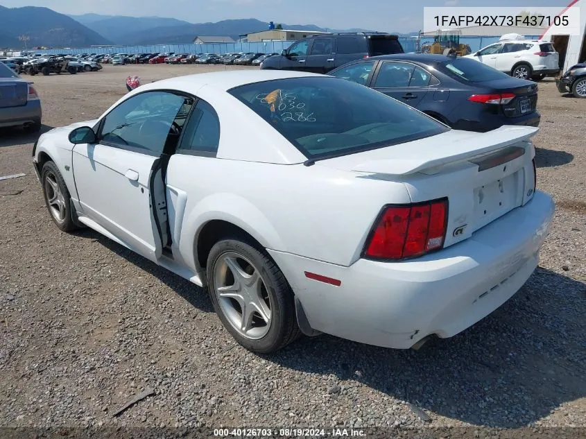 2003 Ford Mustang Gt VIN: 1FAFP42X73F437105 Lot: 40126703