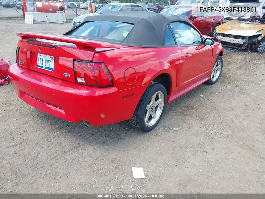 2003 Ford Mustang Gt VIN: 1FAFP45X83F413861 Lot: 40137899