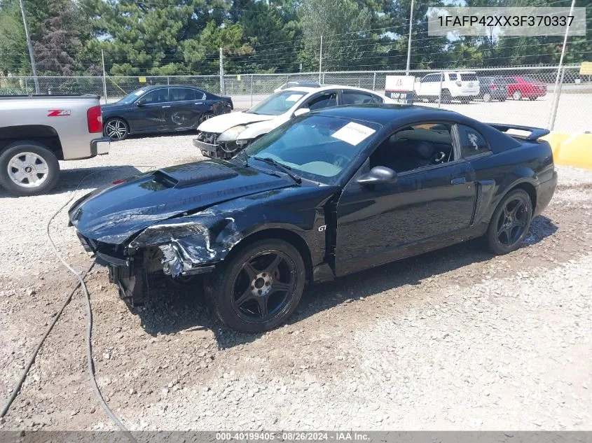 2003 Ford Mustang Gt VIN: 1FAFP42XX3F370337 Lot: 40199405