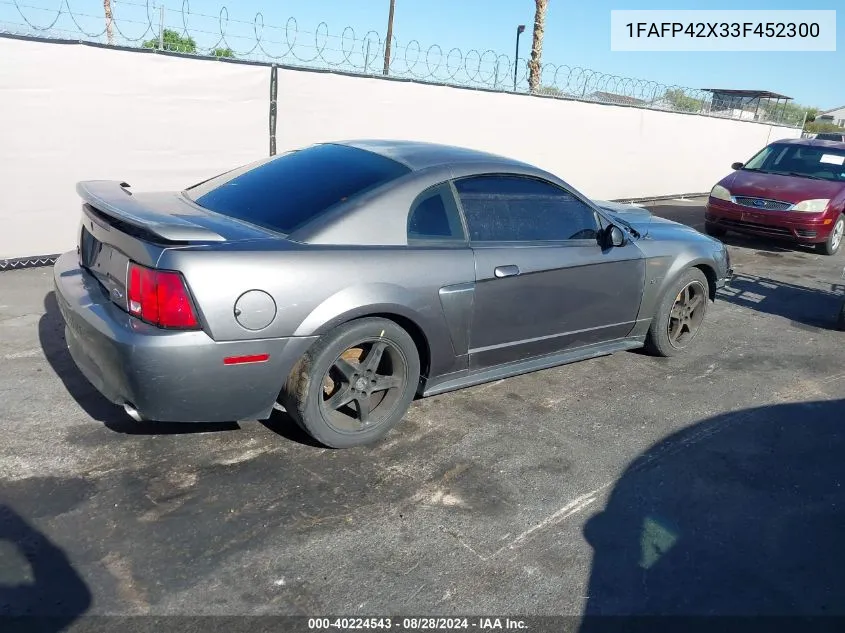 2003 Ford Mustang Gt VIN: 1FAFP42X33F452300 Lot: 40224543