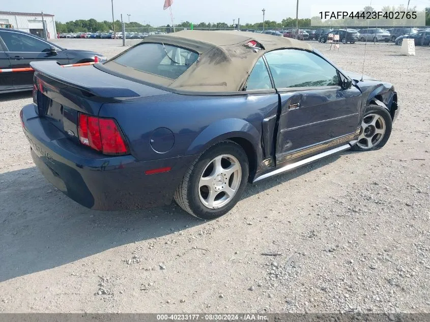 2003 Ford Mustang VIN: 1FAFP44423F402765 Lot: 40233177