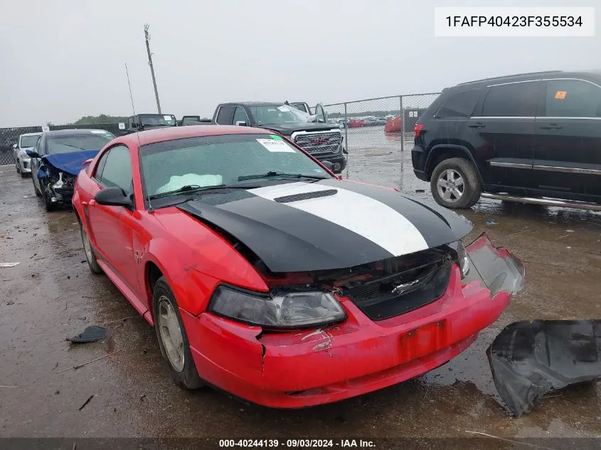 2003 Ford Mustang VIN: 1FAFP40423F355534 Lot: 40244139