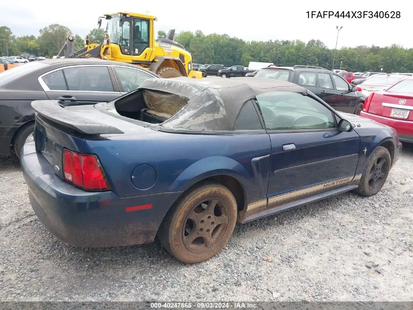 2003 Ford Mustang VIN: 1FAFP444X3F340628 Lot: 40247865