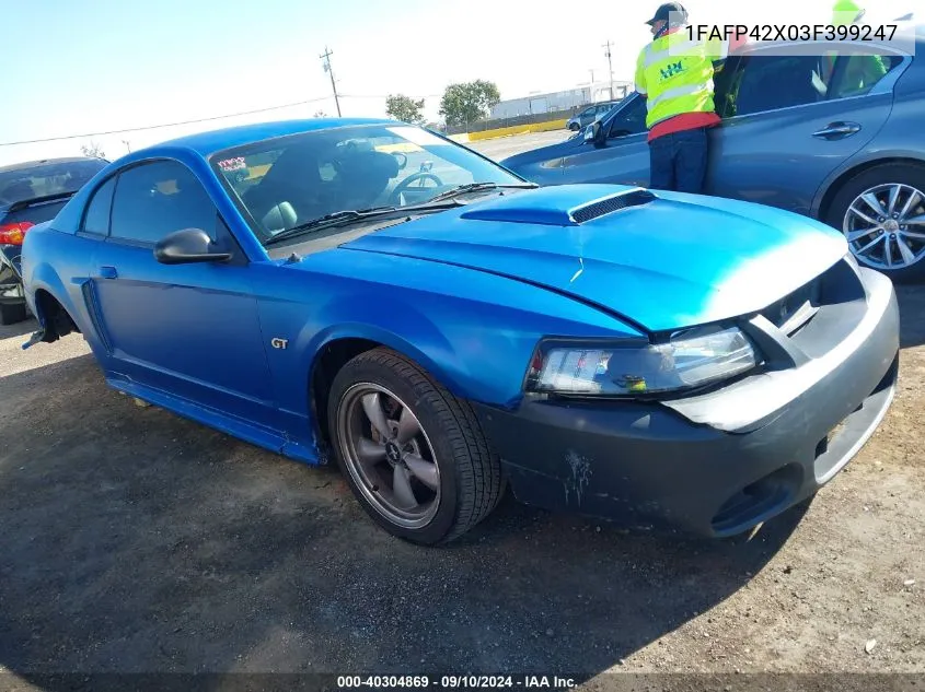 2003 Ford Mustang Gt VIN: 1FAFP42X03F399247 Lot: 40304869