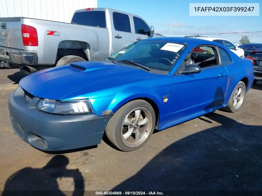 2003 Ford Mustang Gt VIN: 1FAFP42X03F399247 Lot: 40304869