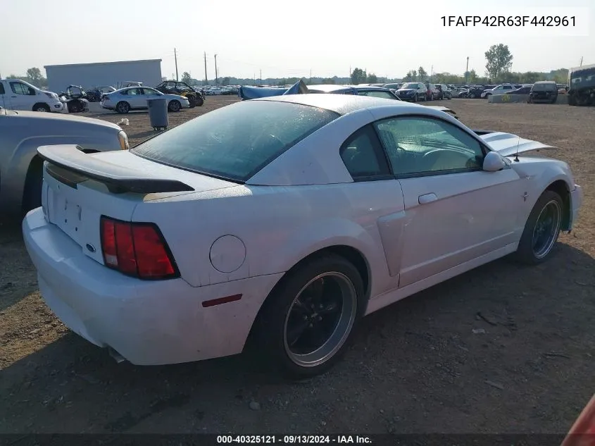 2003 Ford Mustang Mach I VIN: 1FAFP42R63F442961 Lot: 40325121