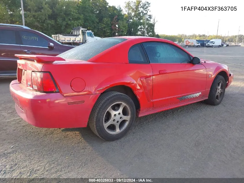 2003 Ford Mustang VIN: 1FAFP404X3F363705 Lot: 40325833