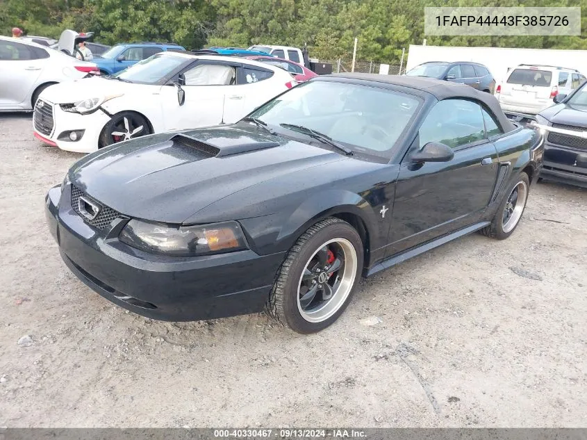 2003 Ford Mustang Deluxe VIN: 1FAFP44443F385726 Lot: 40330467