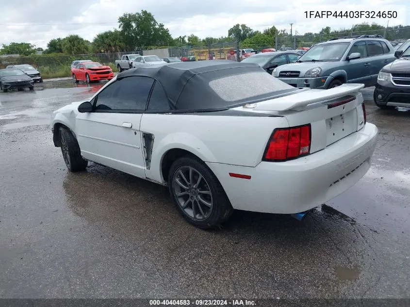 2003 Ford Mustang VIN: 1FAFP44403F324650 Lot: 40404583