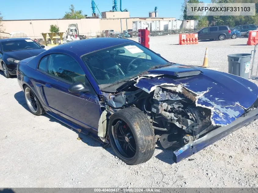 2003 Ford Mustang Gt VIN: 1FAFP42XX3F331103 Lot: 40409437