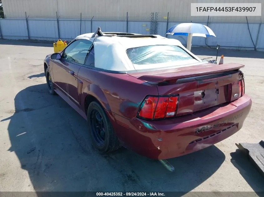 2003 Ford Mustang Deluxe VIN: 1FAFP44453F439907 Lot: 40425352