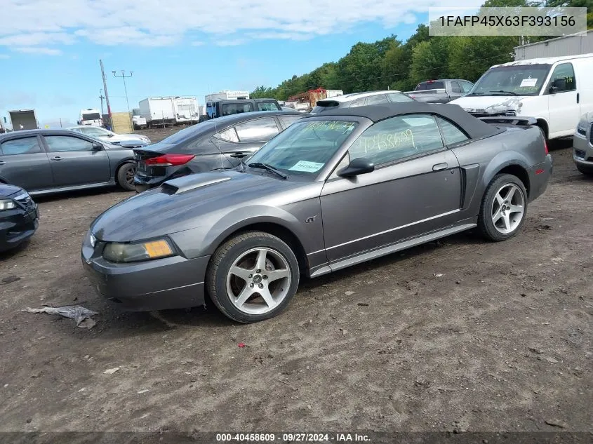 2003 Ford Mustang Gt VIN: 1FAFP45X63F393156 Lot: 40458609