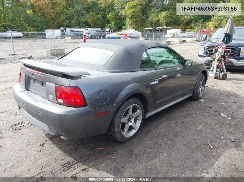 2003 Ford Mustang Gt VIN: 1FAFP45X63F393156 Lot: 40458609