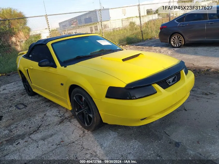 2003 Ford Mustang Gt VIN: 1FAFP45X23F317627 Lot: 40473766