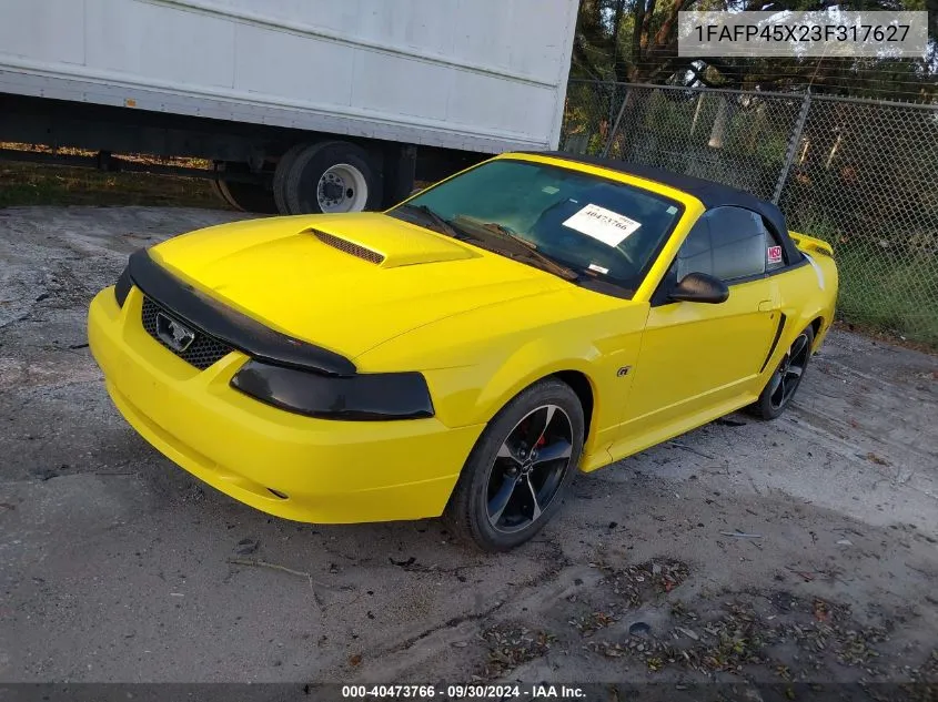 2003 Ford Mustang Gt VIN: 1FAFP45X23F317627 Lot: 40473766