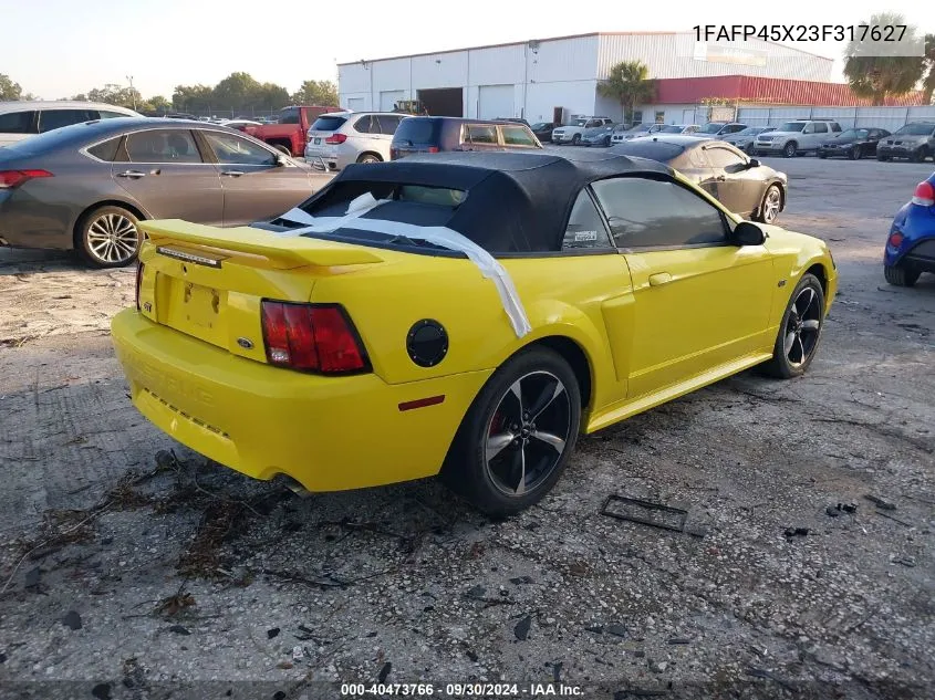 2003 Ford Mustang Gt VIN: 1FAFP45X23F317627 Lot: 40473766