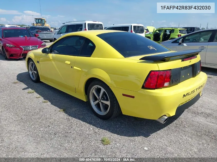 2003 Ford Mustang Mach 1 VIN: 1FAFP42R83F432030 Lot: 40476359