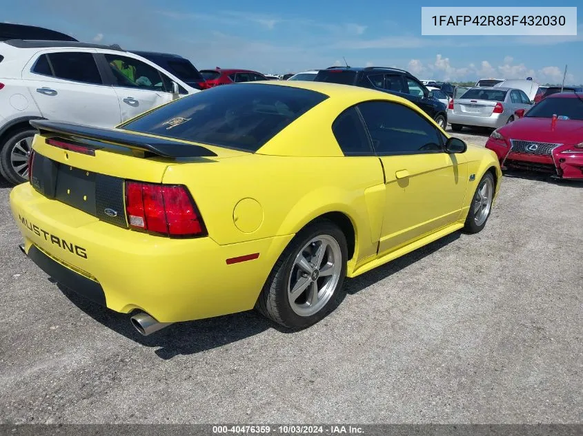 2003 Ford Mustang Mach 1 VIN: 1FAFP42R83F432030 Lot: 40476359