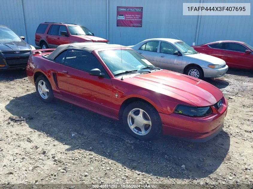 2003 Ford Mustang VIN: 1FAFP444X3F407695 Lot: 40531202