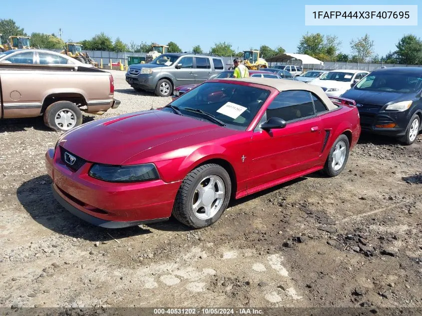 2003 Ford Mustang VIN: 1FAFP444X3F407695 Lot: 40531202