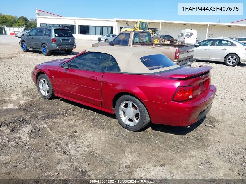 2003 Ford Mustang VIN: 1FAFP444X3F407695 Lot: 40531202