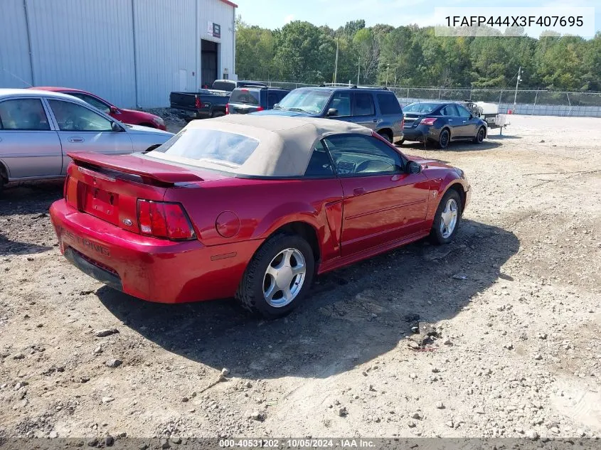 2003 Ford Mustang VIN: 1FAFP444X3F407695 Lot: 40531202