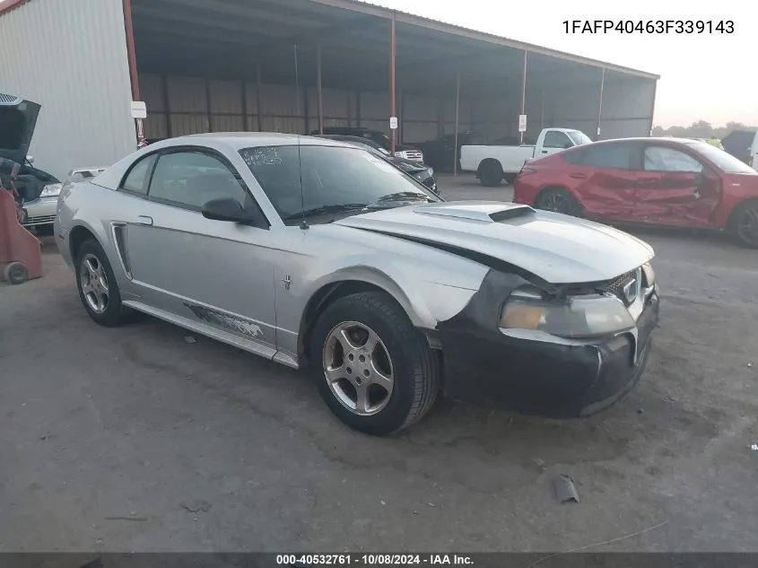 2003 Ford Mustang VIN: 1FAFP40463F339143 Lot: 40532761