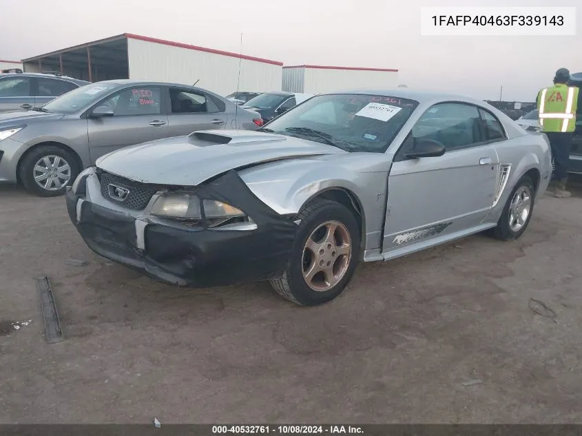 2003 Ford Mustang VIN: 1FAFP40463F339143 Lot: 40532761