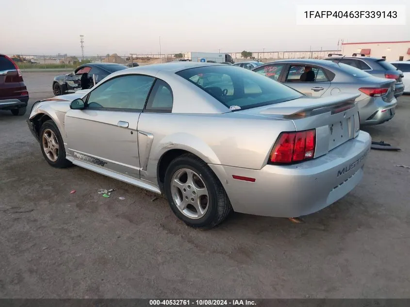 2003 Ford Mustang VIN: 1FAFP40463F339143 Lot: 40532761