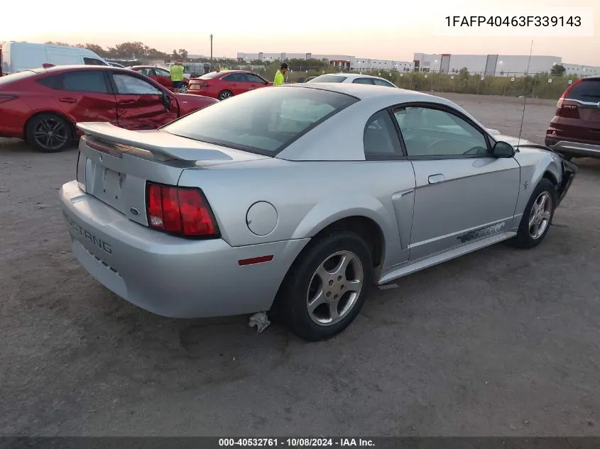 2003 Ford Mustang VIN: 1FAFP40463F339143 Lot: 40532761