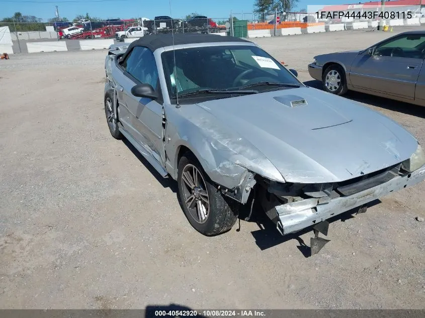 2003 Ford Mustang VIN: 1FAFP44443F408115 Lot: 40542920