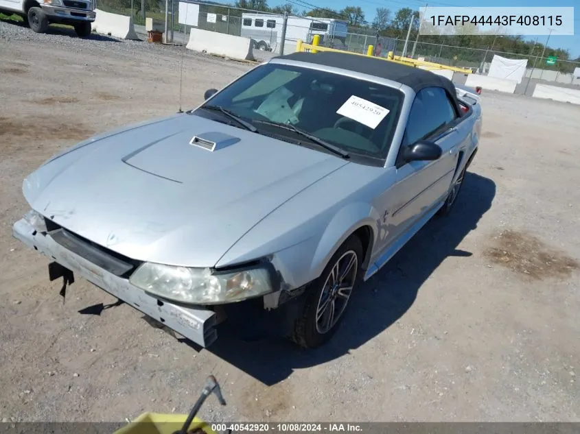 2003 Ford Mustang VIN: 1FAFP44443F408115 Lot: 40542920