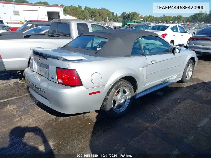 2003 Ford Mustang VIN: 1FAFP44463F420900 Lot: 40557980