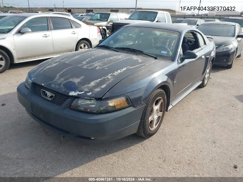 2003 Ford Mustang VIN: 1FAFP40433F370432 Lot: 40567281