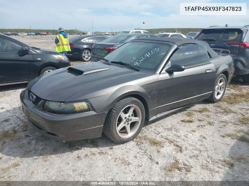 2003 Ford Mustang Gt VIN: 1FAFP45X93F347823 Lot: 40604203