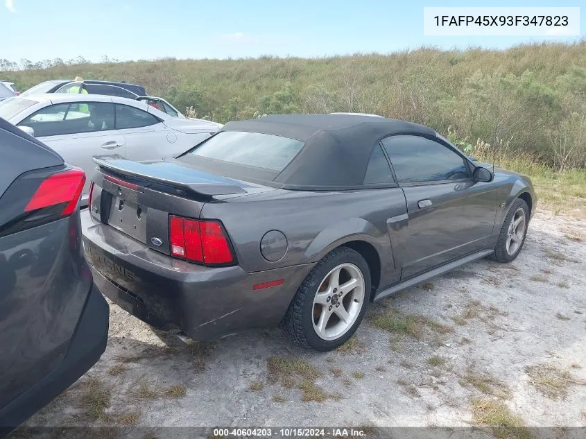 2003 Ford Mustang Gt VIN: 1FAFP45X93F347823 Lot: 40604203