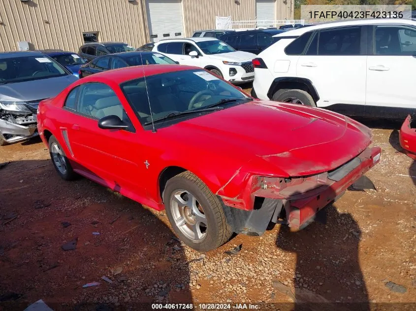 2003 Ford Mustang VIN: 1FAFP40423F423136 Lot: 40617248