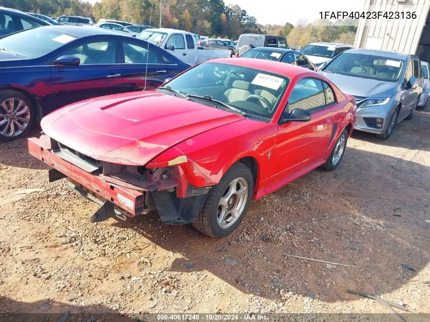 2003 Ford Mustang VIN: 1FAFP40423F423136 Lot: 40617248